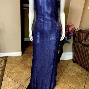 Sequin Evening Dress in Blue. Size 4.worn once